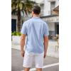 imageCOOFANDY Mens Casual Button Down Shirts Short Sleeve Summer Beach Shirt Cuban Vacation Textured Shirts with PocketClear Blue