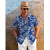 imageCOOFANDY Mens Casual Button Down Shirts Short Sleeve Summer Beach Shirt Cuban Vacation Textured Shirts with PocketFloral White and Blue