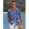 imageCOOFANDY Mens Casual Button Down Shirts Short Sleeve Summer Beach Shirt Cuban Vacation Textured Shirts with PocketFloral White and Blue