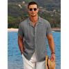 imageCOOFANDY Mens Casual Button Down Shirts Short Sleeve Summer Beach Shirt Cuban Vacation Textured Shirts with PocketGrey Black