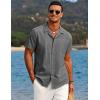 imageCOOFANDY Mens Casual Button Down Shirts Short Sleeve Summer Beach Shirt Cuban Vacation Textured Shirts with PocketGrey Black