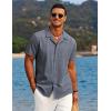 imageCOOFANDY Mens Casual Button Down Shirts Short Sleeve Summer Beach Shirt Cuban Vacation Textured Shirts with PocketGrey Blue