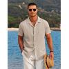 imageCOOFANDY Mens Casual Button Down Shirts Short Sleeve Summer Beach Shirt Cuban Vacation Textured Shirts with PocketKhaki