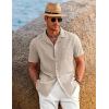 imageCOOFANDY Mens Casual Button Down Shirts Short Sleeve Summer Beach Shirt Cuban Vacation Textured Shirts with PocketKhaki