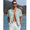 imageCOOFANDY Mens Casual Button Down Shirts Short Sleeve Summer Beach Shirt Cuban Vacation Textured Shirts with PocketLeaves Green