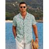 imageCOOFANDY Mens Casual Button Down Shirts Short Sleeve Summer Beach Shirt Cuban Vacation Textured Shirts with PocketLeaves Green