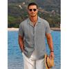 imageCOOFANDY Mens Casual Button Down Shirts Short Sleeve Summer Beach Shirt Cuban Vacation Textured Shirts with PocketLight Grey