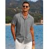 imageCOOFANDY Mens Casual Button Down Shirts Short Sleeve Summer Beach Shirt Cuban Vacation Textured Shirts with PocketLight Grey