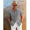 imageCOOFANDY Mens Casual Button Down Shirts Short Sleeve Summer Beach Shirt Cuban Vacation Textured Shirts with PocketLight Grey
