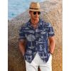 imageCOOFANDY Mens Casual Button Down Shirts Short Sleeve Summer Beach Shirt Cuban Vacation Textured Shirts with PocketSpaceship Navy