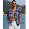 imageCOOFANDY Mens Casual Button Down Shirts Short Sleeve Summer Beach Shirt Cuban Vacation Textured Shirts with PocketSpaceship Navy