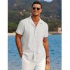 imageCOOFANDY Mens Casual Button Down Shirts Short Sleeve Summer Beach Shirt Cuban Vacation Textured Shirts with PocketWhite