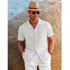 imageCOOFANDY Mens Casual Button Down Shirts Short Sleeve Summer Beach Shirt Cuban Vacation Textured Shirts with PocketWhite