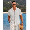 imageCOOFANDY Mens Casual Button Down Shirts Short Sleeve Summer Beach Shirt Cuban Vacation Textured Shirts with PocketWhite
