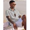 imageCOOFANDY Mens Linen Casual Short Sleeve Shirt Button Down Summer Beach ShirtsLight Grey