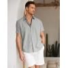 imageCOOFANDY Mens Linen Casual Short Sleeve Shirt Button Down Summer Beach ShirtsLight Grey