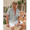imageCOOFANDY Mens Linen Casual Short Sleeve Shirt Button Down Summer Beach ShirtsLight Grey