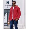 imageCOOFANDY Mens Polar Fleece Shirt Jacket Long Sleeve Casual Button Down Shirts Shacket with PocketsRed