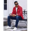 imageCOOFANDY Mens Polar Fleece Shirt Jacket Long Sleeve Casual Button Down Shirts Shacket with PocketsRed