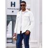 imageCOOFANDY Mens Polar Fleece Shirt Jacket Long Sleeve Casual Button Down Shirts Shacket with PocketsWhite