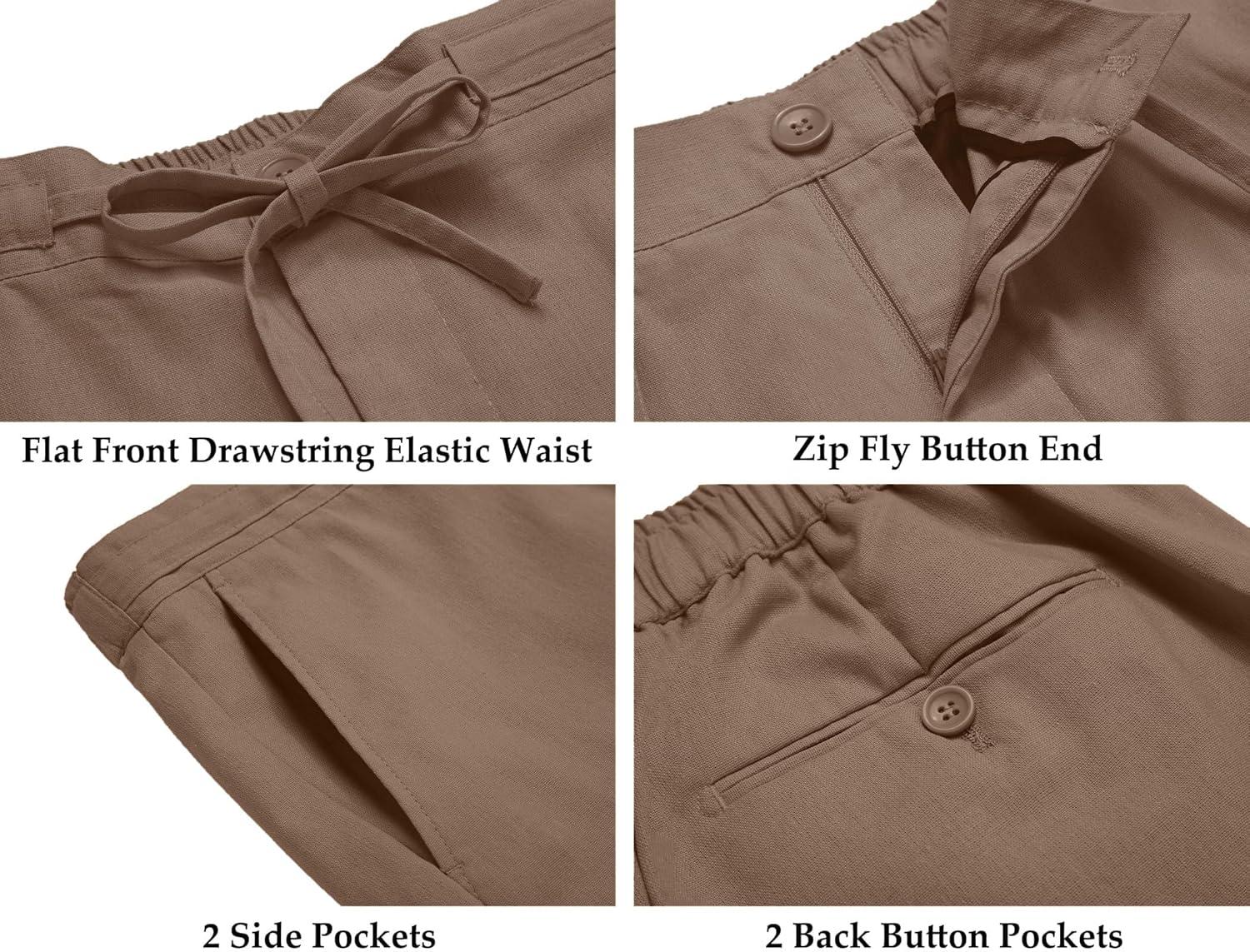 imageCOOFANDY Mens 2 Piece Linen Suits Set Regular Fit Casual Lightweight Blazer Jacket and PantsBrown