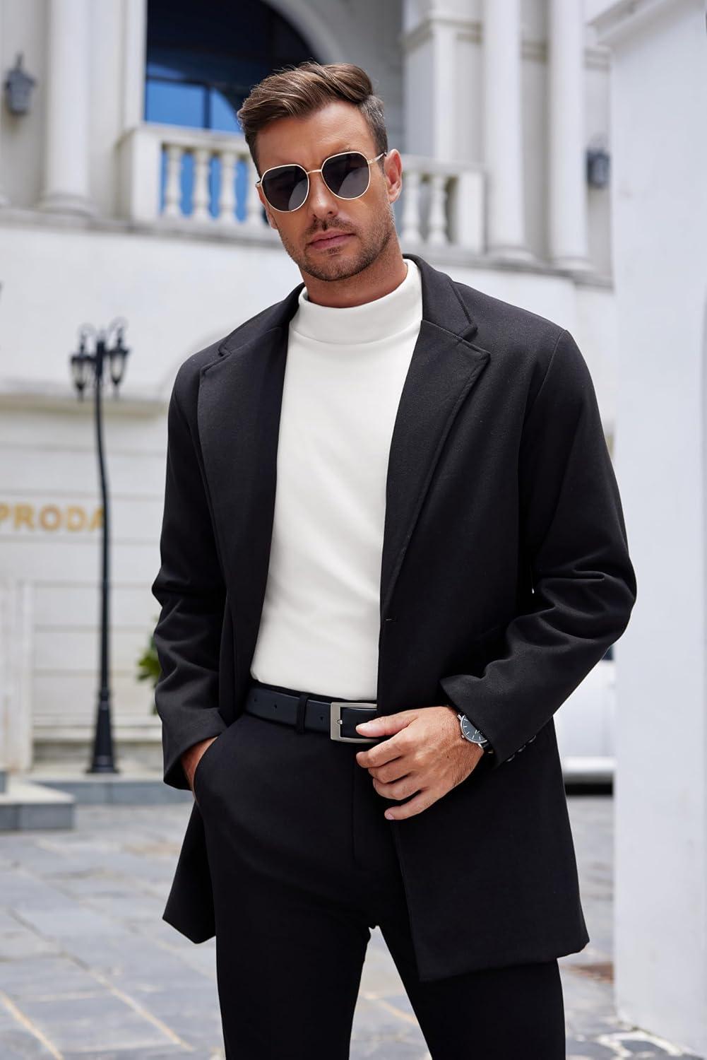 imageCOOFANDY Mens Mock Turtleneck Long Sleeve Shirts Basic Thermal Turtle Neck Undershirt Lightweight Pullover Sweaters TopTwo Pack  BlackWhite