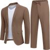 imageCOOFANDY Mens 2 Piece Linen Suits Set Regular Fit Casual Lightweight Blazer Jacket and PantsBrown
