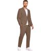 imageCOOFANDY Mens 2 Piece Linen Suits Set Regular Fit Casual Lightweight Blazer Jacket and PantsBrown