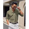imageCOOFANDY Mens Long Sleeve Oxford Dress Shirts Chambray Button Down Shirt Casual Band Collar ShirtsArmy Green