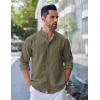 imageCOOFANDY Mens Long Sleeve Oxford Dress Shirts Chambray Button Down Shirt Casual Band Collar ShirtsArmy Green