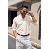 imageCOOFANDY Mens Long Sleeve Oxford Dress Shirts Chambray Button Down Shirt Casual Band Collar ShirtsBeige
