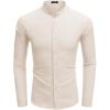 imageCOOFANDY Mens Long Sleeve Oxford Dress Shirts Chambray Button Down Shirt Casual Band Collar ShirtsBeige