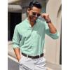 imageCOOFANDY Mens Long Sleeve Oxford Dress Shirts Chambray Button Down Shirt Casual Band Collar ShirtsIce Green