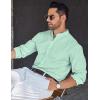 imageCOOFANDY Mens Long Sleeve Oxford Dress Shirts Chambray Button Down Shirt Casual Band Collar ShirtsIce Green