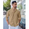 imageCOOFANDY Mens Long Sleeve Oxford Dress Shirts Chambray Button Down Shirt Casual Band Collar ShirtsLight Brown