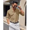 imageCOOFANDY Mens Long Sleeve Oxford Dress Shirts Chambray Button Down Shirt Casual Band Collar ShirtsLight Brown