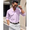 imageCOOFANDY Mens Long Sleeve Oxford Dress Shirts Chambray Button Down Shirt Casual Band Collar ShirtsLight Purple