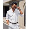 imageCOOFANDY Mens Long Sleeve Oxford Dress Shirts Chambray Button Down Shirt Casual Band Collar ShirtsWhite