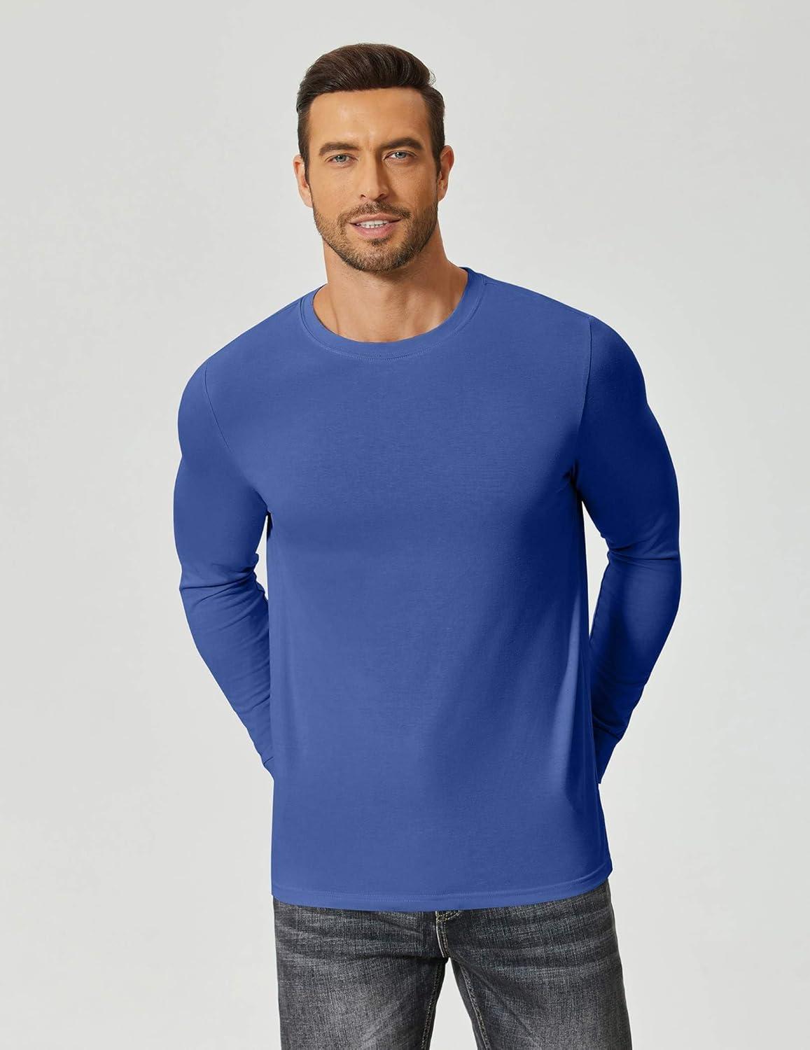 imageCOOFANDY Mens Long Sleeve Tee Shirts Crew Neck TShirt Casual Pullover Basic Tees Soft Stretch TshirtsBlacknavy