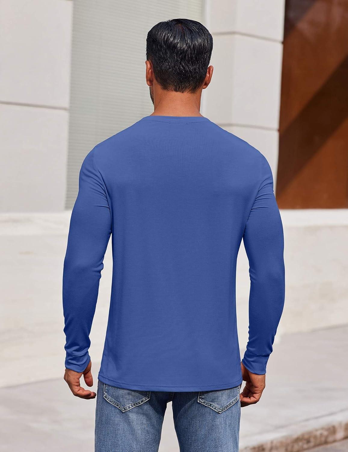 imageCOOFANDY Mens Long Sleeve Tee Shirts Crew Neck TShirt Casual Pullover Basic Tees Soft Stretch TshirtsBlacknavy