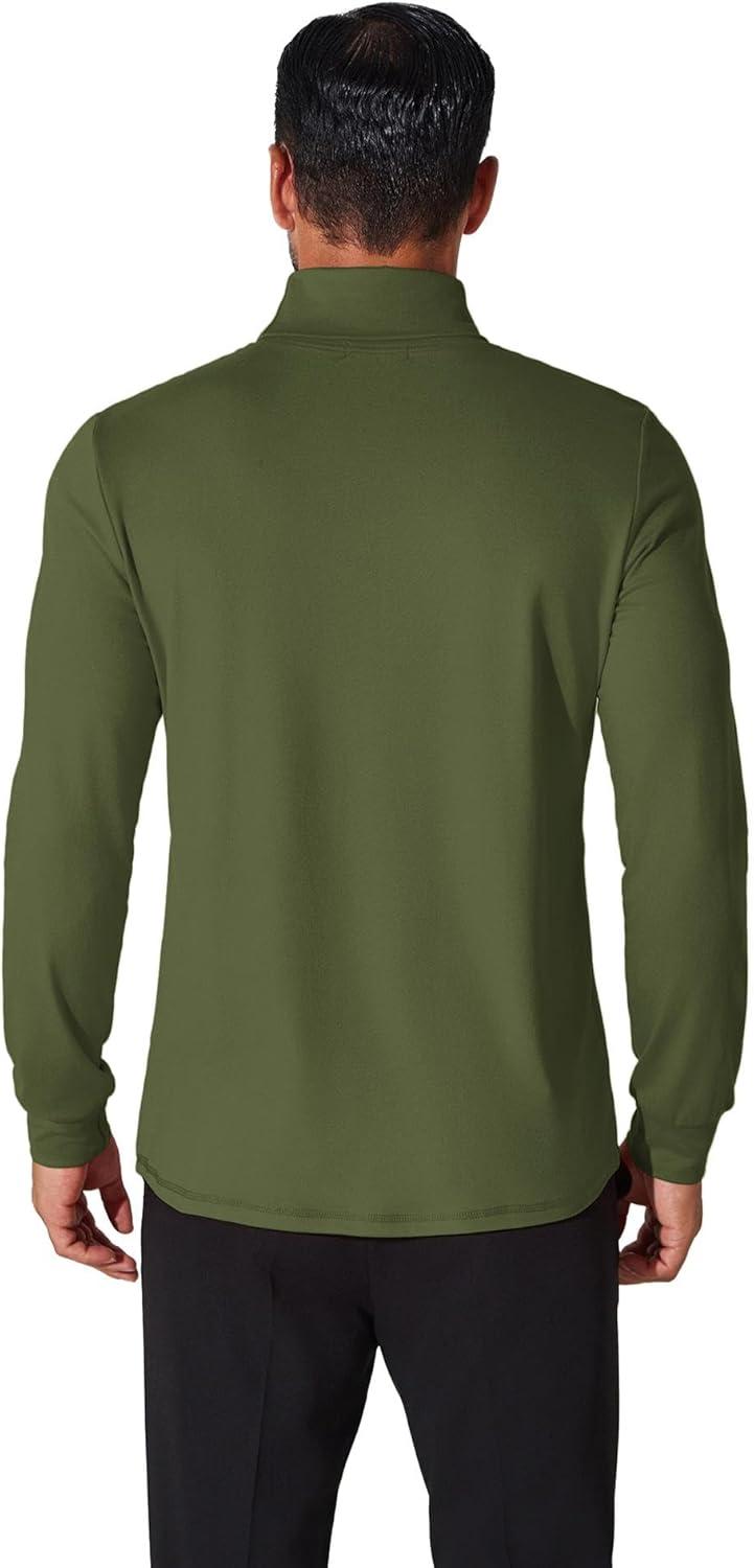imageCOOFANDY Mens Turtleneck T Shirt Long Sleeve Pullover Sweater Slim Fit Lightweight Thermal Undershirt TopsArmy Green