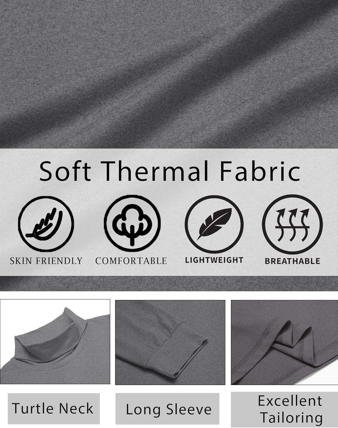 imageCOOFANDY Mens Turtleneck T Shirt Long Sleeve Pullover Sweater Slim Fit Lightweight Thermal Undershirt TopsDark Grey