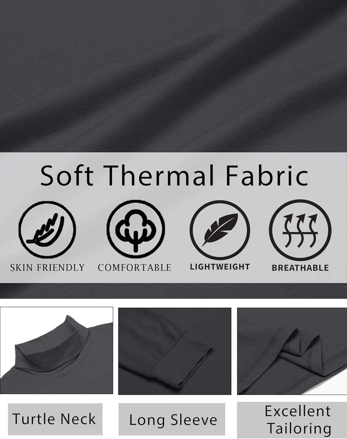 imageCOOFANDY Mens Turtleneck T Shirt Long Sleeve Pullover Sweater Slim Fit Lightweight Thermal Undershirt TopsDeep Grey