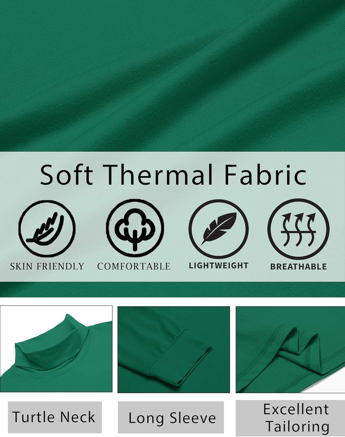 imageCOOFANDY Mens Turtleneck T Shirt Long Sleeve Pullover Sweater Slim Fit Lightweight Thermal Undershirt TopsGreen