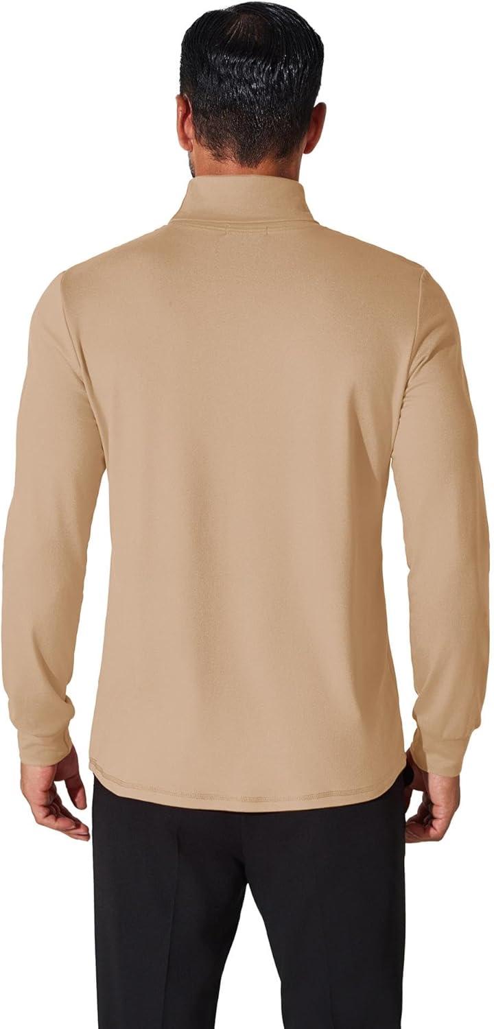 imageCOOFANDY Mens Turtleneck T Shirt Long Sleeve Pullover Sweater Slim Fit Lightweight Thermal Undershirt TopsKhaki