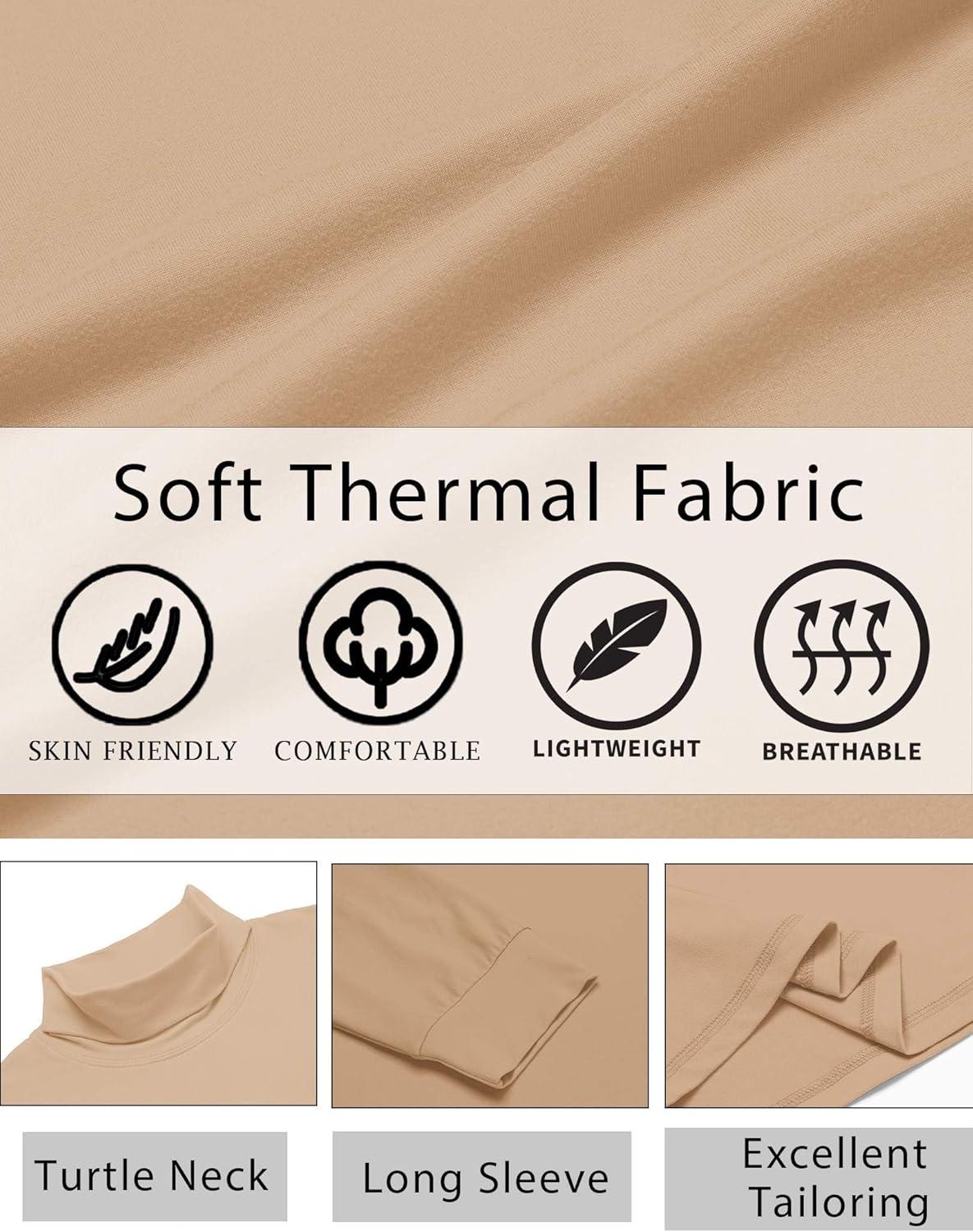 imageCOOFANDY Mens Turtleneck T Shirt Long Sleeve Pullover Sweater Slim Fit Lightweight Thermal Undershirt TopsKhaki