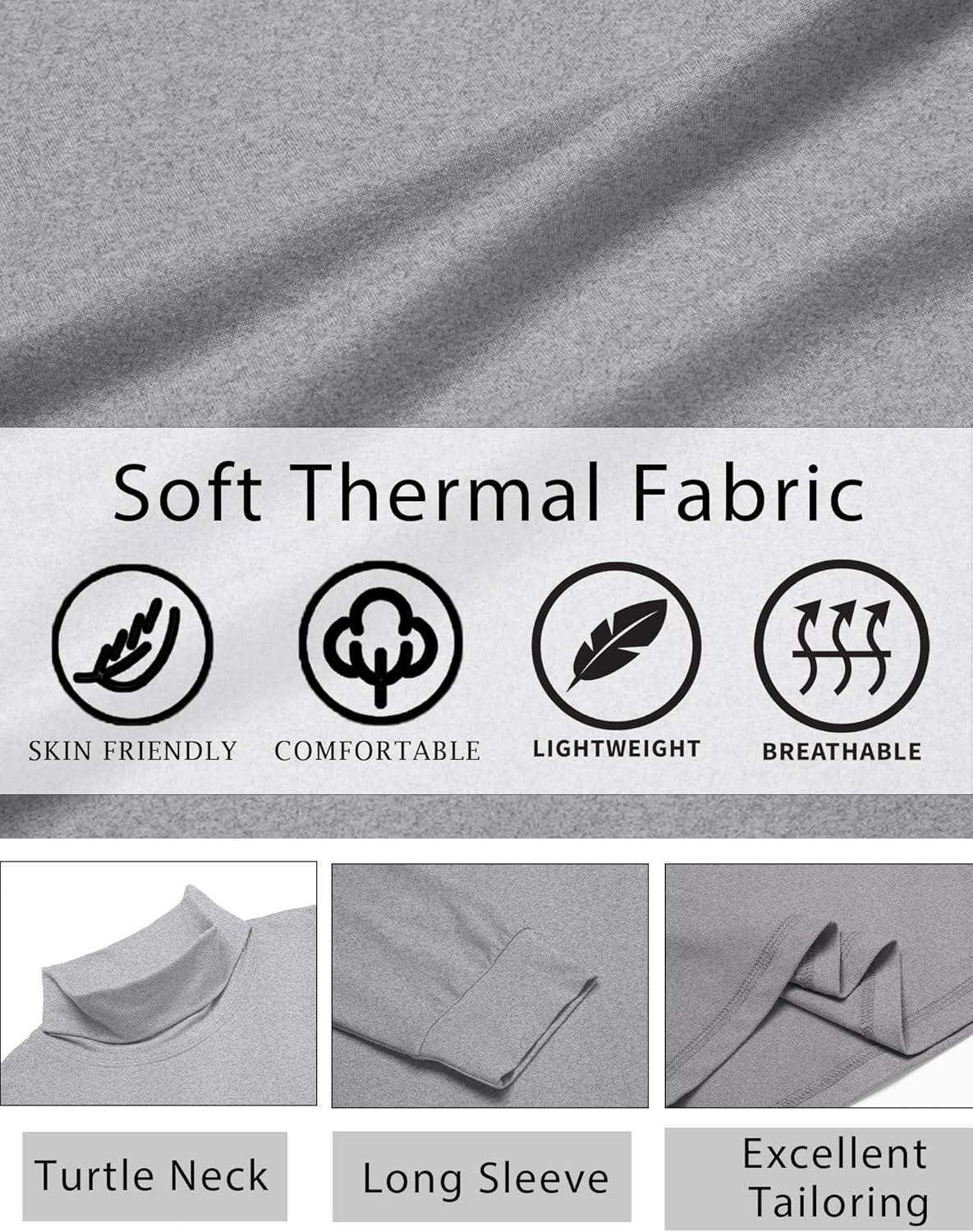 imageCOOFANDY Mens Turtleneck T Shirt Long Sleeve Pullover Sweater Slim Fit Lightweight Thermal Undershirt TopsLight Grey