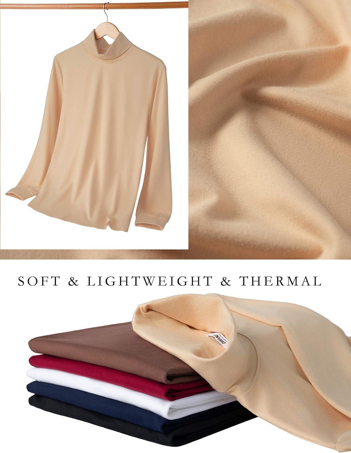 imageCOOFANDY Mens Turtleneck T Shirt Long Sleeve Pullover Sweater Slim Fit Lightweight Thermal Undershirt TopsRed