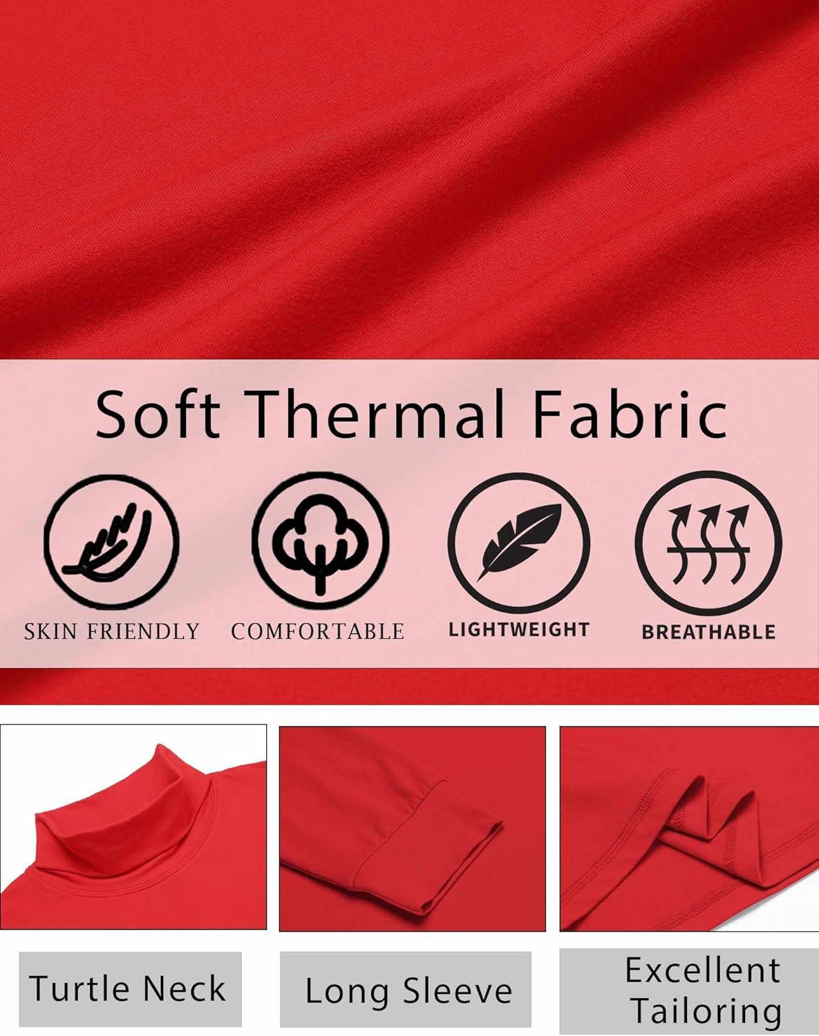 imageCOOFANDY Mens Turtleneck T Shirt Long Sleeve Pullover Sweater Slim Fit Lightweight Thermal Undershirt TopsRed