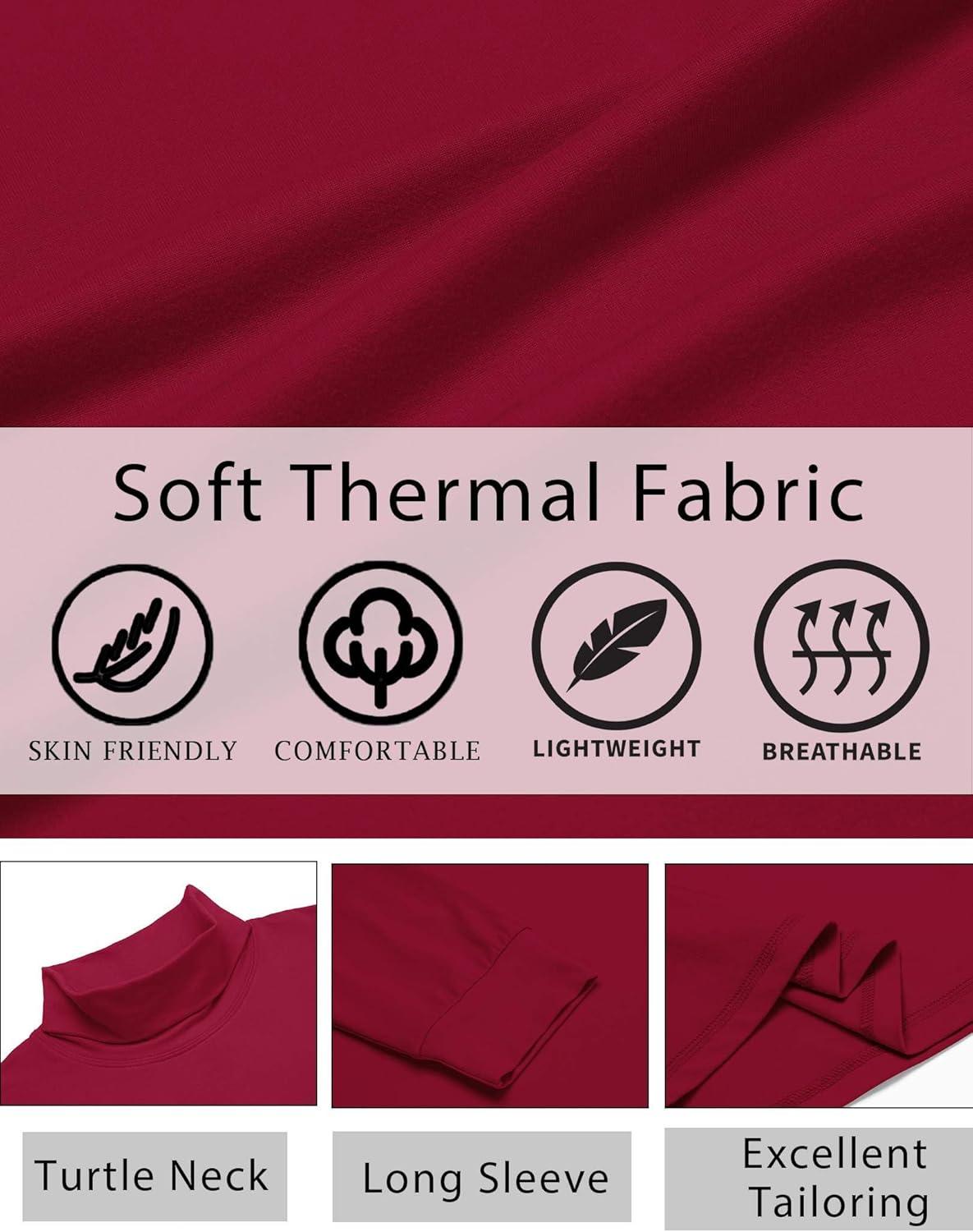 imageCOOFANDY Mens Turtleneck T Shirt Long Sleeve Pullover Sweater Slim Fit Lightweight Thermal Undershirt TopsWine Red